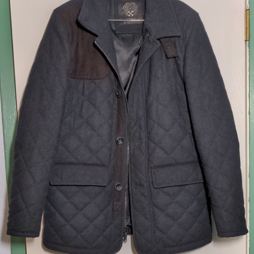 Vince Camuto Black Military Field Coat Quilted Insulation
